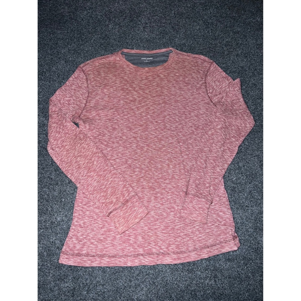 Banana Republic Mens Large Red Marled Thermal Long Sleeve Shirt Waffle Knit
